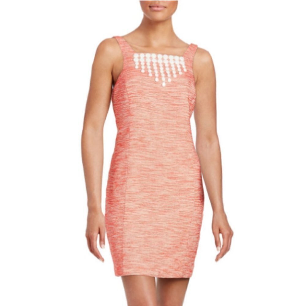 Trina Turk Clementine Tweed Beaded-Neck Dress